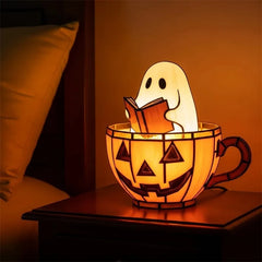 YICKYUE - Halloween Resin Ghost Decorative Light Ornament Home Tabletop Spinning Ghost Lamp Halloween Party Decoration Gift For Kids