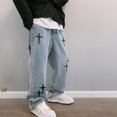 Hearujoy Straight tube loose fitting spring and autumn Korean version trendy casual men's Hong Kong style wide leg pants