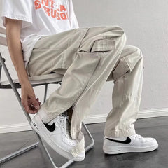 Hearujoy Zipper Cargo Pants Men Parachute White Cargo Trousers Male Hip Hop Streetwear Vintage Loose Casual Safari Style 5XL