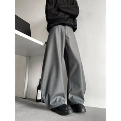 HEARUJOY - Grey Suit Pants Men Fashion Society Mens Black Dress Pants Korean Loose Casual Wide Leg Pants Mens Office Formal Trousers
