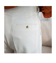 HEARUJOY - Italian Style Naples Shorts Men Summer Seersucker High Waisted Paris Buckle Suit Middle Pants England Business Casual Shorts