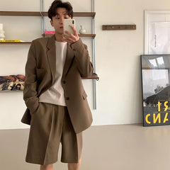 HEARUJOY - Summer Suit Shorts Men Fashion Business Casual Dress Shorts Men Streetwear Korean Loose Suit Shorts Mens Office Formal Shorts