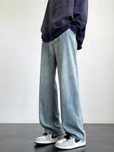 HEARUJOY - Spring Summer Men's Jeans Korean Fashion Black Blue Wide Leg Denim Pants Loose Straight Jean Trousers