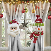 YICKYUE - Festive Santa Snowman Curtain Clips Retro Plaid Christmas Window Decorations Holiday Curtain Hooks for Home Festival Decor Gifts