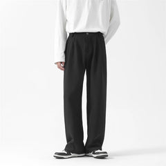 HEARUJOY - Black Suit Pants Men Fashion Society Mens Dress Pants Korean Loose Straight Wide Leg Pants Mens Office Formal Trousers M-2XL