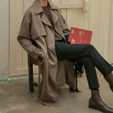 Hearujoy Korean Fashion Trench Coat Autumn New Streetwear Double-breasted Trench Coat Men's Long Loose Jacket Men's Clothing Mens Jacket