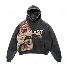 HEARUJOY - Minimally Designed Color Printed Pattern Fashionable Hooded Sweatshirt Korean Classic Daily Loose Casual Zipper Sweatshirt