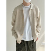 Hearujoy Korean Style Solid Color Loose Thickened Sweater Autumn and Winter Coat Men's Lazy Wind Harajuku Casual Fashion Knitted Cardigan