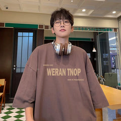 HEARUJOY - T Shirt Oversized Cotton For Men White Men's Letter Print T-shirts Men Casual Wear Summer Tee Shirts 5XL Big Size Clothing