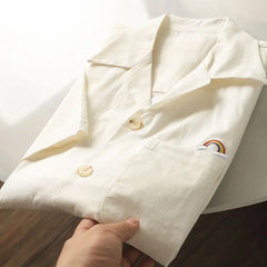 HEARUJOY - Japanese Linen Tops Summer Korean Style Men's Embroidered Loose Casual Cuban Collar Short-sleeved Shirt Aesthetic Academy Chic