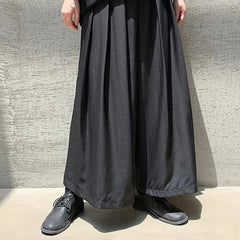 HEARUJOY - XS-5XL Mens Culottes Pleated Casual Samurai Pants Hakama Spring Streetwear Fashion Personality Wide Leg Pants Men'S Clothing New