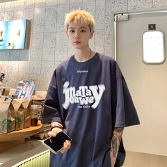 HEARUJOY - T Shirt Oversized Cotton For Men White 5XL Men's Letter Print T-shirts Male Casual Wear Summer Tee Shirts Unisex Big Size