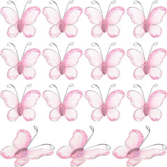 YICKYUE - 100Pcs Elegant Glitter Mesh Butterflies Sheer Organza DIY Wedding Decoration for Table Centerpieces Wall Decor Invitation Craft