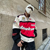 Hearujoy American Style Printing Letters Bomber Jacket New Racing Suit Men Spring Autumn Loose Couple Jacket Streetwear Korean Fashion