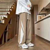 Hearujoy Color Blocked Corduroy Pants for Men with Loose and Straight Leg Casual Pants New Trendy Brand American Wide Leg Pants