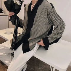 Hearujoy New Mens Spring And Autumn Niche High-End Abstinence Retro Design Long-Sleeved Shirt Loose Casual Genderless Shirt