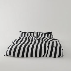 YICKYUE - Black and White Striped Minimalist Style 100% Cotton Duvet Cover Bed Sheet Pillowcase Striped Geometric Twin Queen Home Bedding