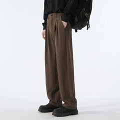 HEARUJOY - Men's Straight Casual Trousers Hong Kong Style Retro Fashion Simple Loose Versatile Commuting Daily 2025 New Men's Clothing