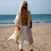 HEARUJOY - Men's Summer Mid-length Cardigans Loose Casual Sun Protection Clothes Beach Holiday Style Loose Shawl Coat Male Long Hooded Cape