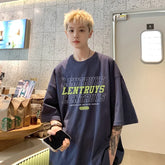 HEARUJOY - T Shirt Oversized Cotton For Men White 5XL Men's Letter Print T-shirts Male Casual Wear Summer Tee Shirts Unisex Big Size