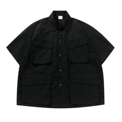 HEARUJOY - Men'S Vintage Cargo Shirt With Pocket Short Sleeves Regular Fit Men'S Plaid Shirt