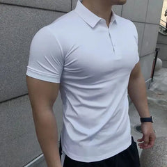 HEARUJOY - Male With Collar Tee White Tops Skinny Polo Shirts Plain Mens T-shirt Gym Muscles Smooth Men's Clothing Comfortable Casual Xl
