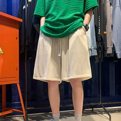 HEARUJOY - With Pockets Man Short Pants Baggy Wide Loose Shorts for Men Drawstring Xl Casual Xxl Hot Deals Korean Style Clothing Elastic