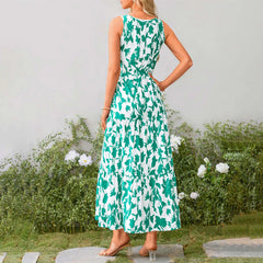 HEARUJOY - Maxi Dresses For Women Summer Tiered Ruffle Print Boho Beach Ladies Vestidos Evening Party Elegant Dress Vintage Long Dress