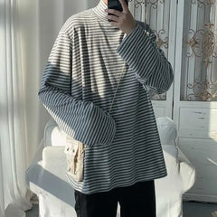 HEARUJOY - Turtleneck High Collar T Shirt For Man Striped Top Bulk With Wholesale Men's Clothing Long Sleeve Quotes Full Xl F Pullover