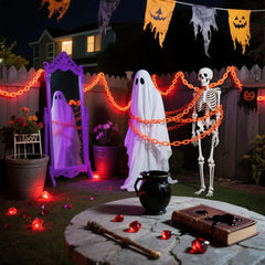 YICKYUE - 2/3M Halloween Plastic Chain Lights Props Chains with 8 Lighting Modes String Lights for Skeleton Dog Spooky Outdoor Decorations