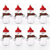 YICKYUE - 8 Pcs Snowman-Shaped Transparent Storage Jars & Red Lids and Red/White Striped Scarves Red Hats Cute Christmas Decorations