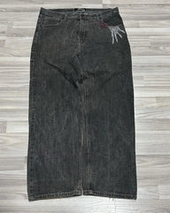 Hearujoy Hip hop personality wings cross graphic design high waisted jeans women y2k aesthetic fashion popular wide leg baggy pants 2024