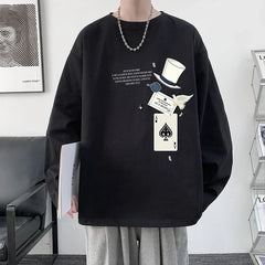 HEARUJOY - Men's Cotton Plain T-shirts Full Sleeves White Fashion Mens Oversized T Shirt 5XL Casual Wear Magic Print Tee Shirts for Men