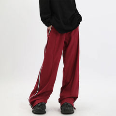 Hearujoy Y2K Wide Leg Pants with Side Zips Men Sweatpants Male Loose Casual Sport Red Black Trousers Zipper Split Streetwear