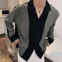 Hearujoy New Mens Spring And Autumn Niche High-End Abstinence Retro Design Long-Sleeved Shirt Loose Casual Genderless Shirt