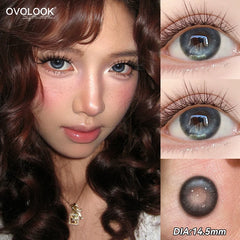 YICKYUE - 2pcs Moon Overture Cosmetic Contact Lenses Glossy Deep Blue‑Grey Fixed‑Axis Highlight Semi‑Annual Soft Eye Makeup Lenses