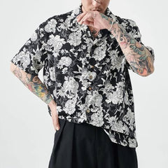 Hearujoy New Summer Original Hawaii Vacation Short-sleeved Shirt Men Korean Black White Printed Tee Shirt Tops Man Casual Clothing Blouse
