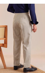 HEARUJOY - Italian Style Imitation Linen Naples Trousers Men's Double Pleated Gentleman Casual Business Men's Suit Pants Mens Formal Pants