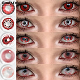 YICKYUE - 1 Pair Cosplay Color Contact Lenses Crazy Red Anime Contact Lenses For Halloween Role Play Party Cosmetic Holidays