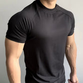 HEARUJOY - Fashion Sports T-shirt Short Sleeve Shirt Quick Dry Gym Top Solid Color Pattern Brand New Condition O Neck Design