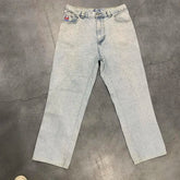 Hearujoy Hip Hop Polar Big Boy Jeans Y2K Pants Mens Gothic Cartoon Embroidery Retro Blue Baggy Jeans New High Waist Wide Leg Trouser