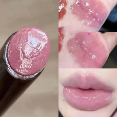 YICKYUE - Low Saturation Lip Glaze Water Light Mirror Shiny Grey Pink Purple Solid Lip Gloss Hydrating Brighten Film-forming Nude Lipstick