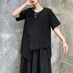 HEARUJOY - XS-4XL Mens T-Shirt Irregular Dark Style Cotton T-Shirt Summer Streetwear Y2k Fashion Campus Trend Top Men'S Clothing 2025 New