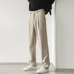 HEARUJOY - New Casual Suit Pants Men's Net Version Straight Loose Trousers Trendy Brand