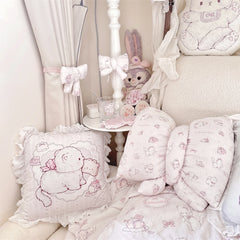 YICKYUE - Cute Pillow Cat Velvet Pillow Bow Sofa Home Decoration Bedroom Dormitory Office Chair Cushion Cute Nap Pink Pillow 45cmx35cm