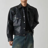 HEARUJOY - Shoulder Pad Design Jacket For Men Spring Autumn Fashion Slim Fit Biker Leather Coats Motorcycle PU Leather Jackets Streetwear