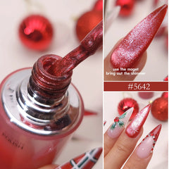 YICKYUE - 10ml Venalisa Hema Free TPO Free Gel Nail Polish Christmas New Year Soak Off Glitter Red Colors Cat Eye Magnet Nail Gel Polish