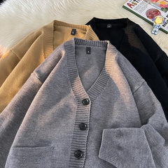 HEARUJOY - Autumn Winter New Korean Fashion Trend Versatile Casual Cardigan V-neck Sweater Men's Jacquard Comfortable Breathable Jacket