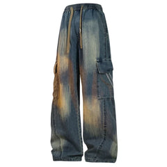 HEARUJOY - Summer Wide Leg Washing Jean Flap Pockets Lightweight Cargo Pants Men Street Trousers Loose Casual Thin Summer Pant Big Size 8xl