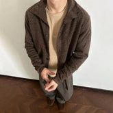 HEARUJOY - Autumn Men's Solid Color Cardigan Long-Sleeved Sweater Japanese Retro Fashion Trend Street Loose Casual Niche Men's Tops